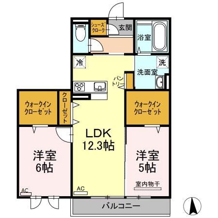 メゾンドソレイユ(2LDK/3階)の間取り写真