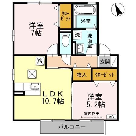 PASTORAL B棟(2LDK/1階)の間取り写真