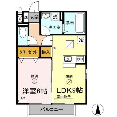 SPICA(1LDK/1階)の間取り写真