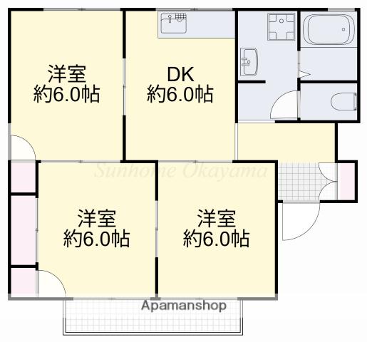 メゾンブランシェ(3DK/2階)の間取り写真