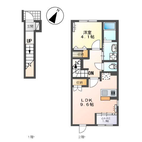 ナチュラル(1LDK/2階)の間取り写真