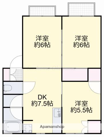 門田屋敷ハウス(3DK/1階)の間取り写真