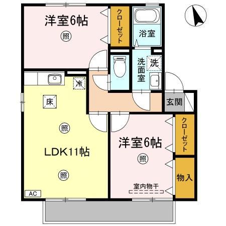 ハートランドウィルモア(2LDK/1階)の間取り写真