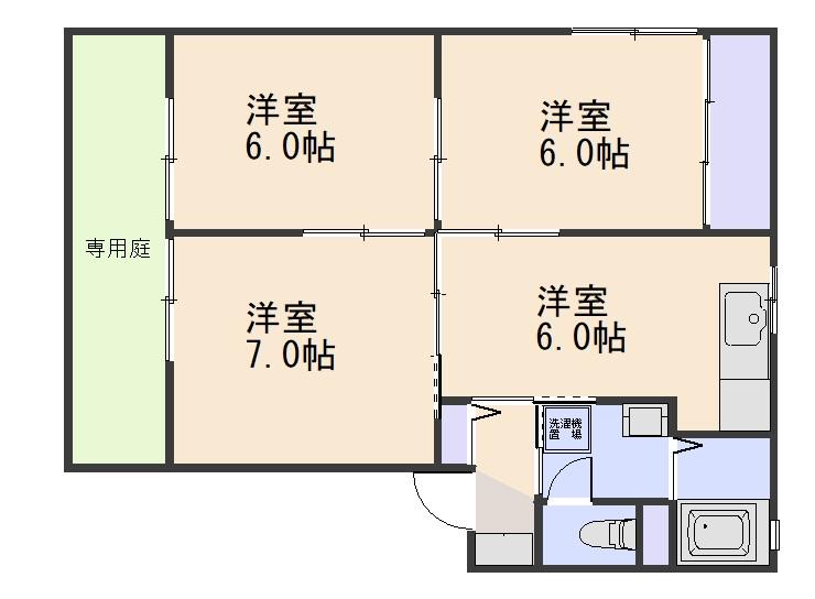 ディアス30B棟(3DK/1階)の間取り写真