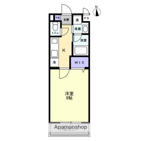 ミモザヒルズ岡山医大南(1K/4階)の間取り写真