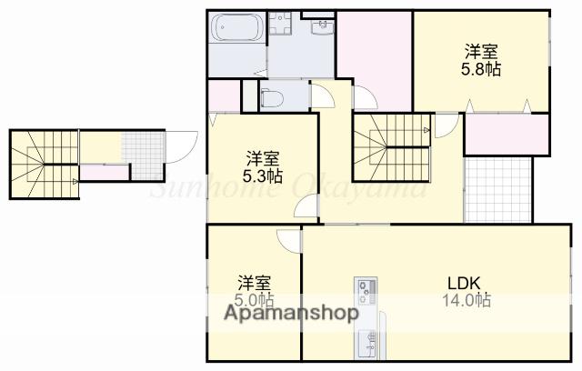 妹尾アパート(3LDK/2階)の間取り写真