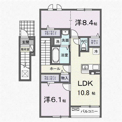 光テラス Ⅱ(2LDK/2階)の間取り写真