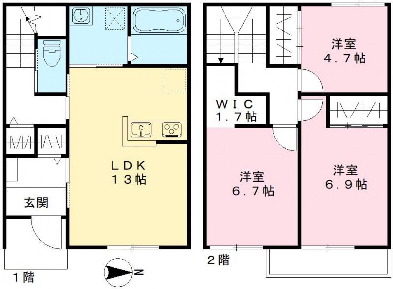 宇野線 大元駅 徒歩6分 1階建 築1年(3LDK)の間取り写真