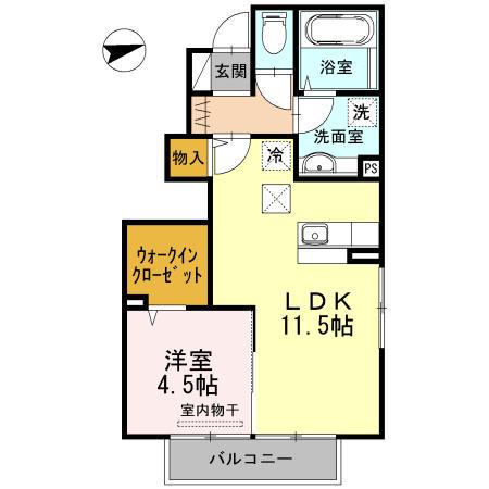 ルピナス高柳東町3 (1LDK/1階)の間取り写真