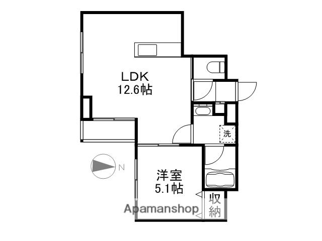 アーバン富田町(1LDK/4階)の間取り写真