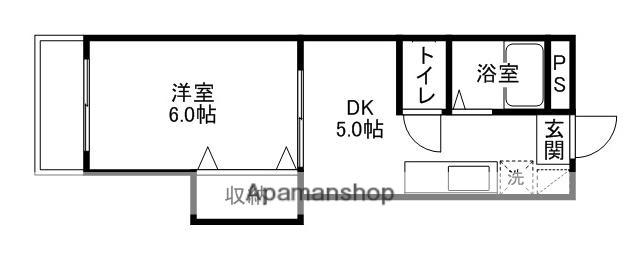 下伊福かわいマンション(1DK/3階)の間取り写真