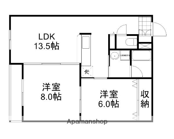 P&I伊島西ハイツ(2LDK/2階)の間取り写真