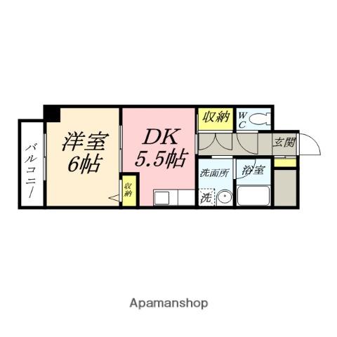 パルロイヤル東島田(1DK/6階)の間取り写真