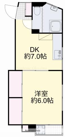 矢吹ビル(1DK/3階)の間取り写真