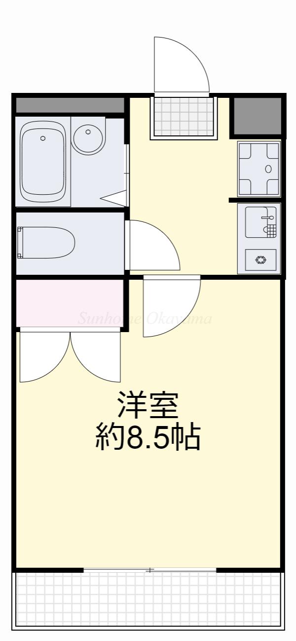 フローラ都紀Β(1K/3階)の間取り写真