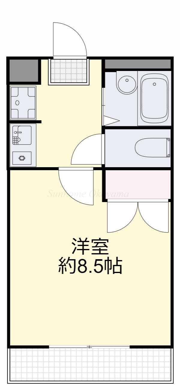 フローラ都紀Β(1K/2階)の間取り写真