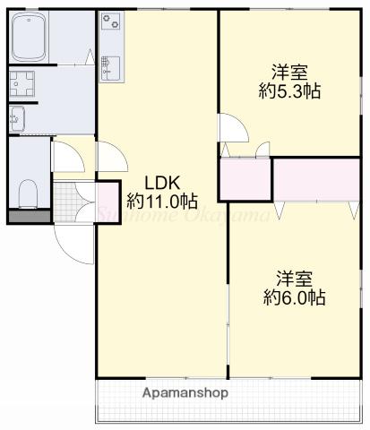 ファミーユC(2LDK/2階)の間取り写真