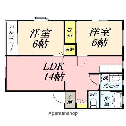 POSH HOUSE Ⅰ(2LDK/1階)の間取り写真