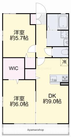 アネシス円山B(2LDK/2階)の間取り写真