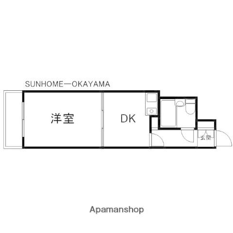 ライオンズマンション中山下(1DK/6階)の間取り写真