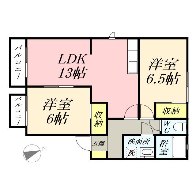 コーポ柴B(2LDK/2階)の間取り写真