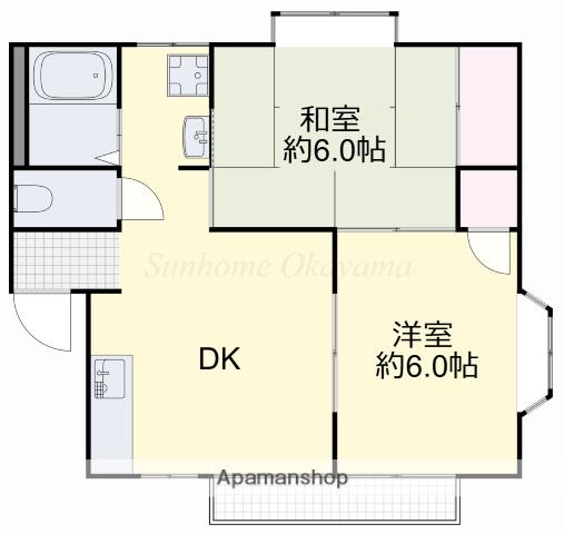 ウィンズ下中野 B(2DK/2階)の間取り写真