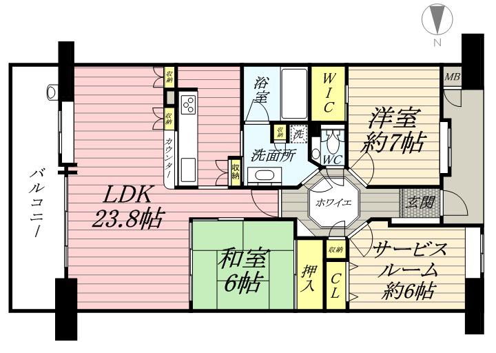 フローレンス中山下グランドアーク(2SLDK/12階)の間取り写真