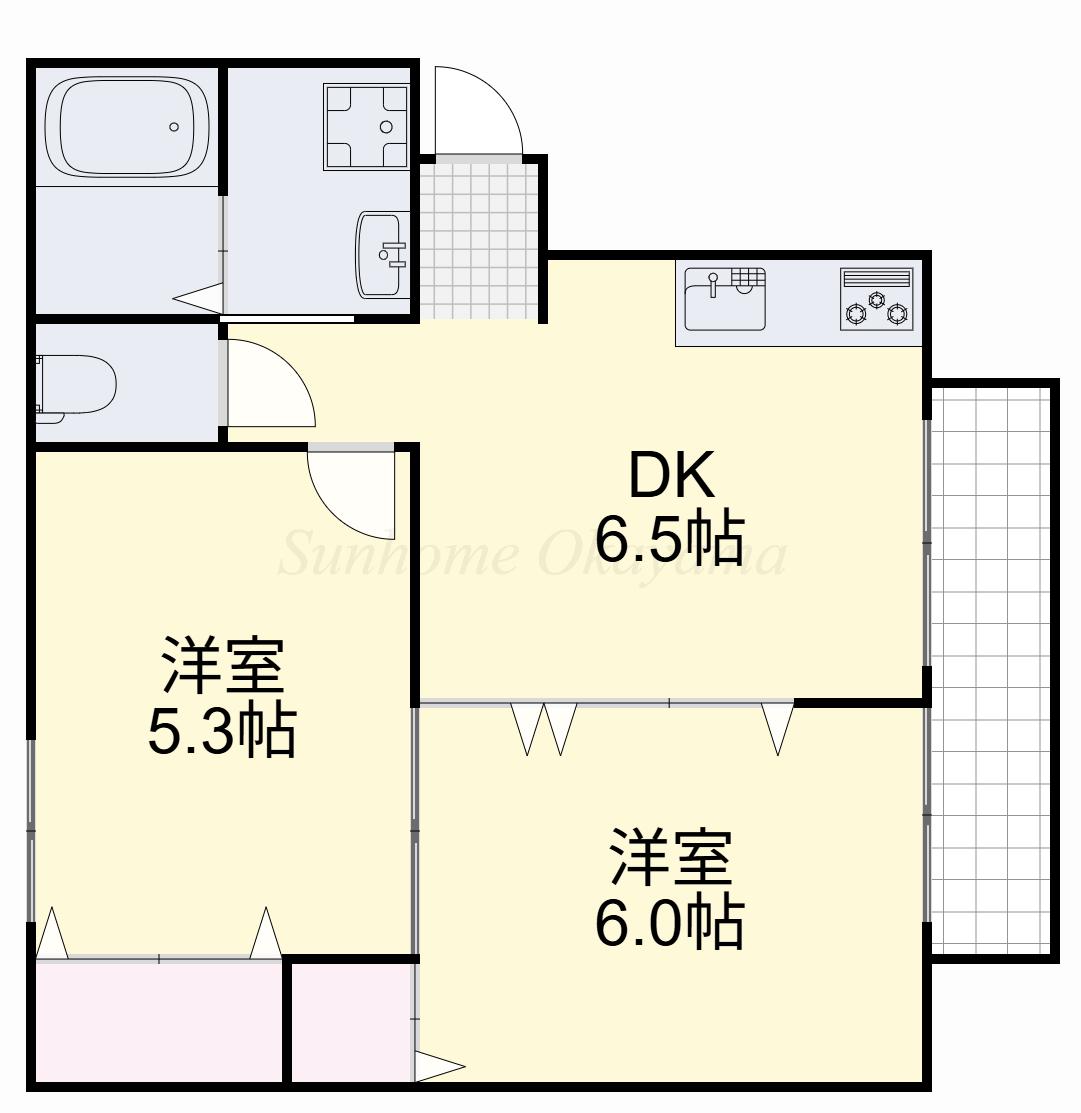 サンセール下中野(2DK/2階)の間取り写真