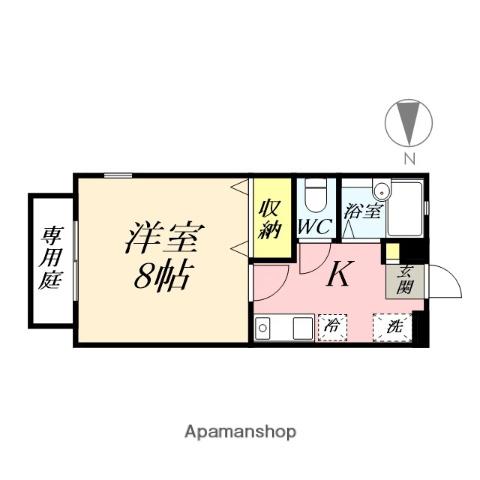 フラット・K(1K/1階)の間取り写真