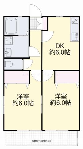 ファミーユLIMO(2DK/2階)の間取り写真