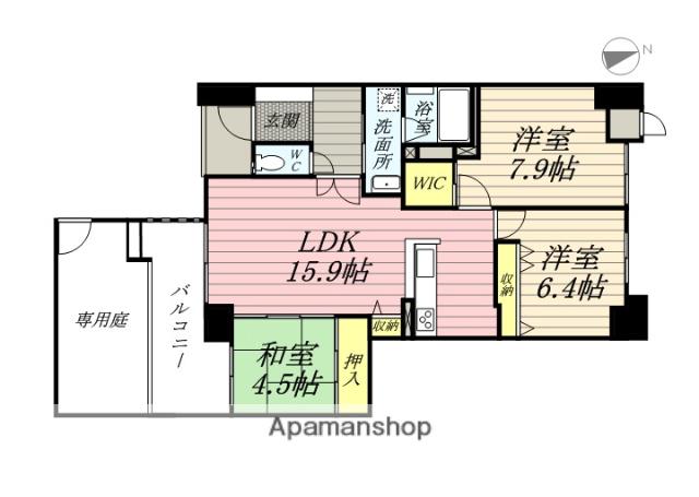 グランマスト伊島(3LDK/1階)の間取り写真