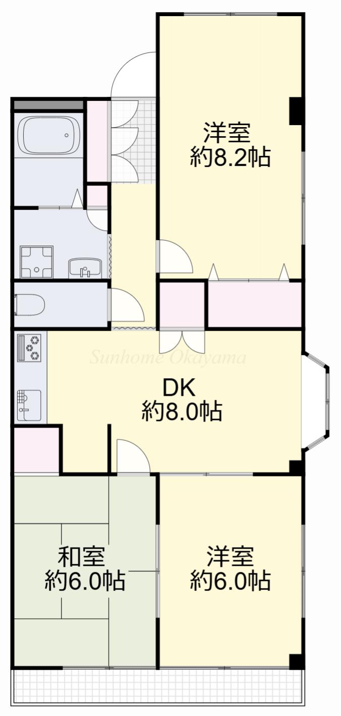 エクセルシティー(3DK/3階)の間取り写真
