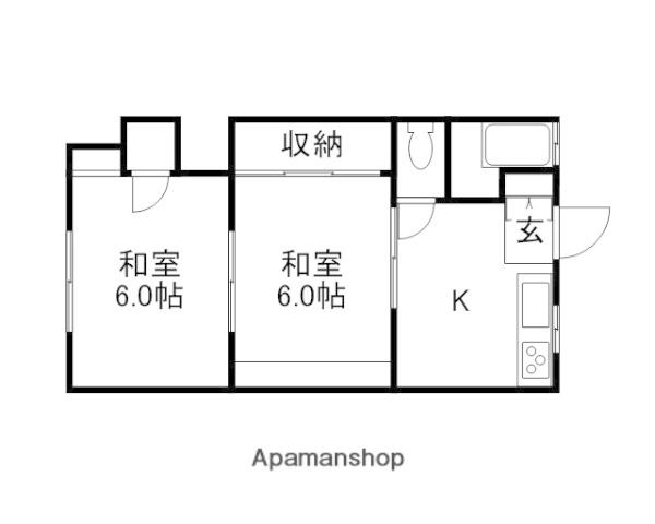 赤田荘(2K/2階)の間取り写真