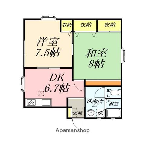 アルエット(2DK/1階)の間取り写真