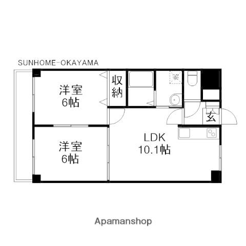 ホワイトストーン白石(2LDK/6階)の間取り写真