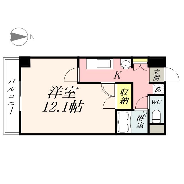 カルム今(1K/3階)の間取り写真