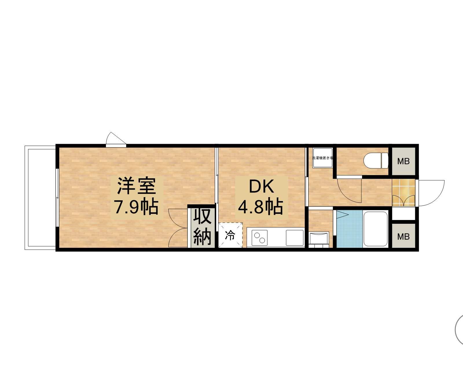 フェアリー西市(1DK/4階)の間取り写真