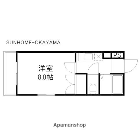 サンハイツ岡大 2(1K/2階)の間取り写真