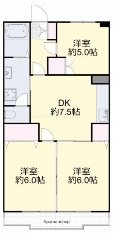 赤田ハイツ(3DK/1階)の間取り写真