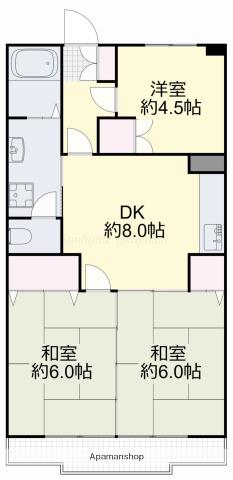 赤田ハイツ(3DK/6階)の間取り写真