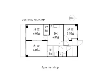 成広京町マンション(3DK/3階)の間取り写真
