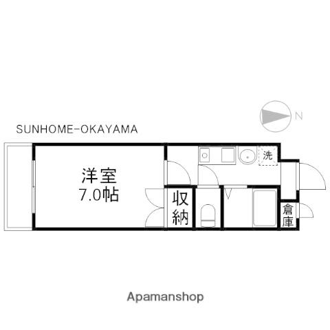 ツインズ土田B(1K/2階)の間取り写真