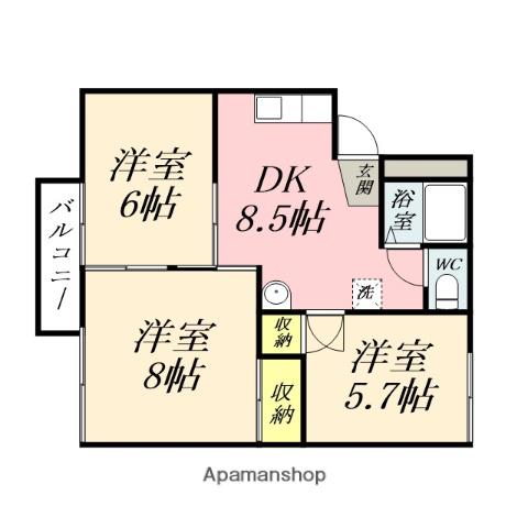 コーポ山陽C棟(3DK/2階)の間取り写真
