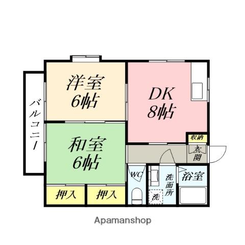 グリーンピュア浦安(2DK/2階)の間取り写真
