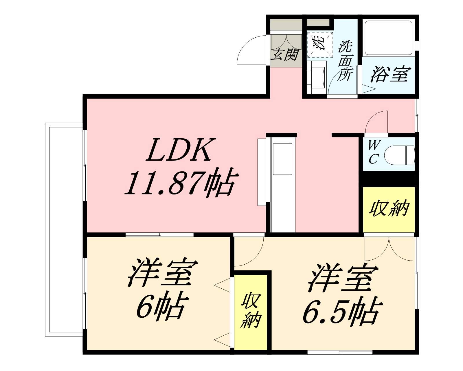 リジョイスタウンC(2LDK/2階)の間取り写真