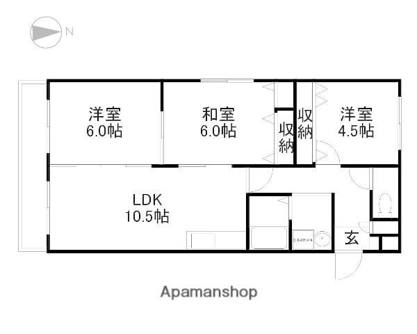 はぴねす内浜(3LDK/3階)の間取り写真