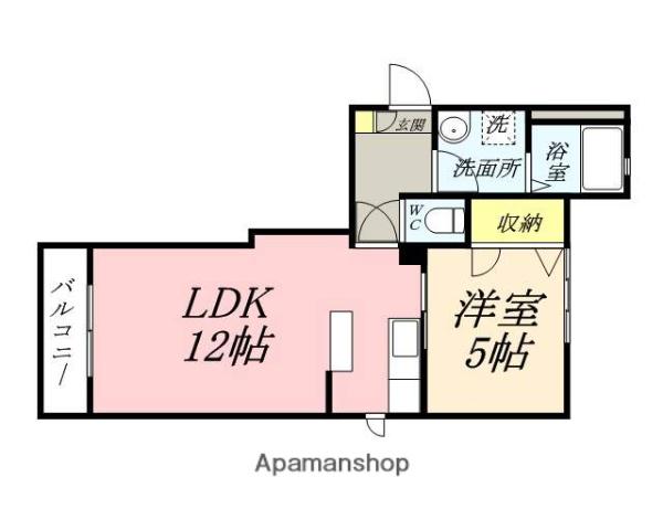 ラ・パルテール百間川 七番館(1LDK/2階)の間取り写真