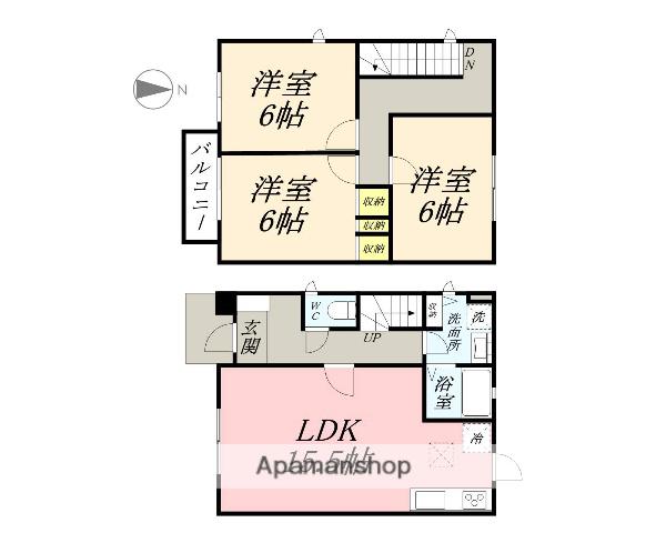 吉備線 備前三門駅 徒歩11分 2階建 築23年(3LDK)の間取り写真