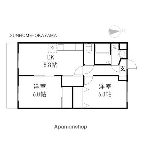 ピュアステージ(2DK/1階)の間取り写真