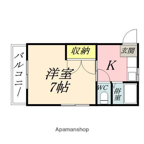 リトルハイム長岡61(1K/1階)の間取り写真